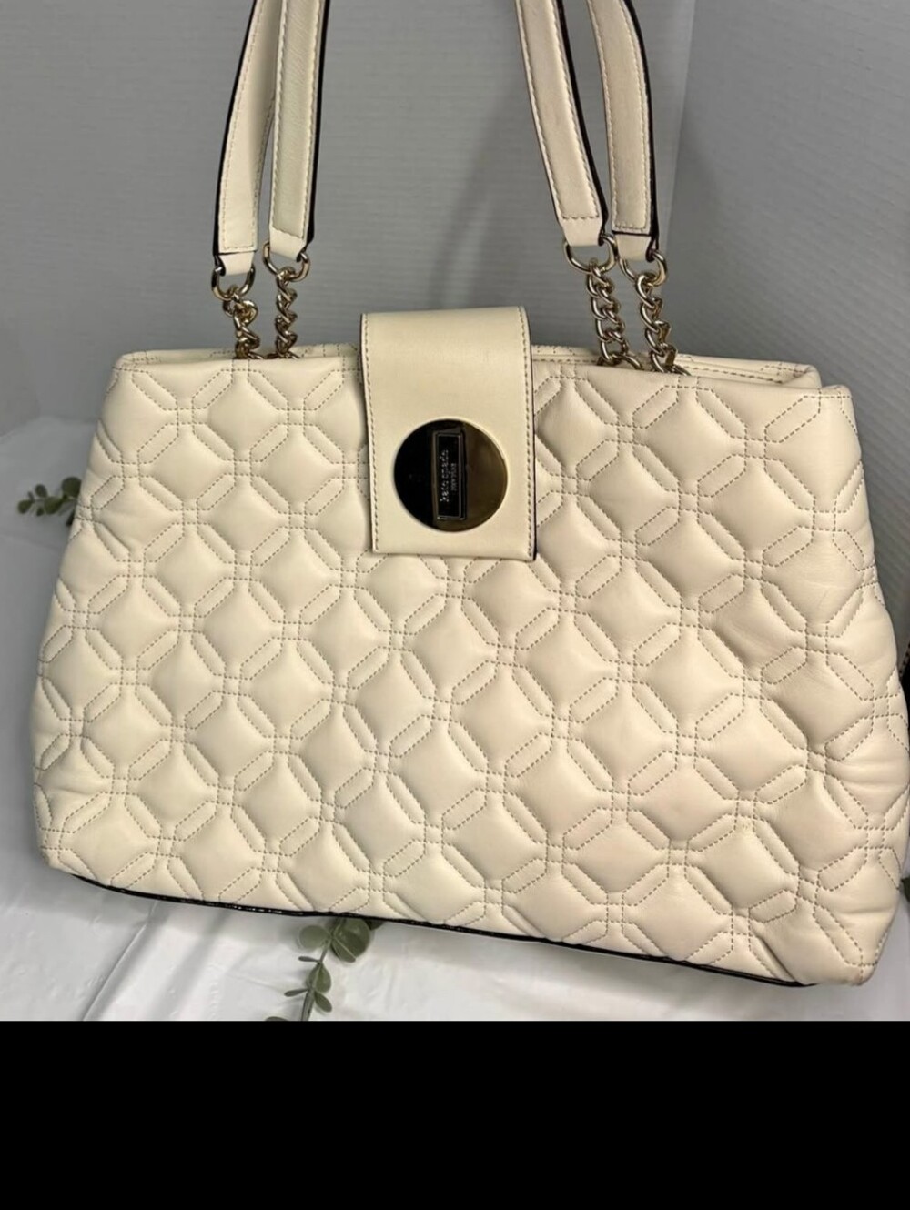 kate spade Quilted Cream Shoulder Bag with Gold Hardware